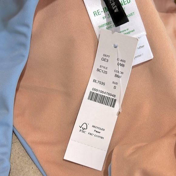 NWT J. Crew Blue Curved Waist Cheeky Bikini Bottom Size S - Picture 5 of 10